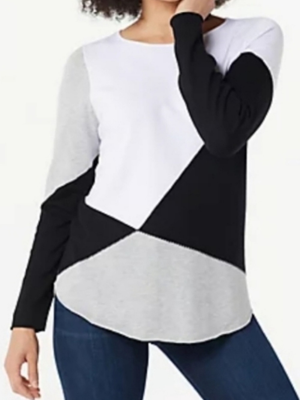 Belle Kim Gravel colorblock sweater black white gray 3X NEW
